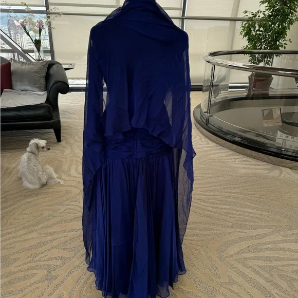 Vintage Mignon Deep Blue Strapless Gown - Picture 8 of 10